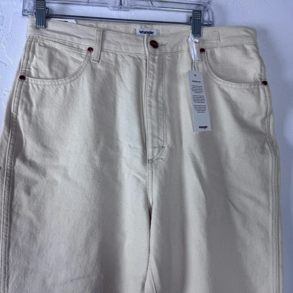 Wrangler Jeans Denim Wild West High Rise Straight Cream Twill Ecru White Wash - Picture 4 of 12
